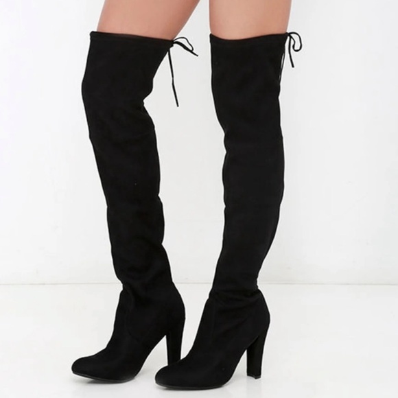 Black Over the Knee Boots - Picture 1 of 6